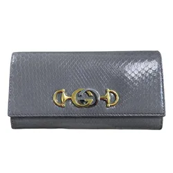 Ví Nữ Gucci Gray Leather Long Wallet Màu Xám