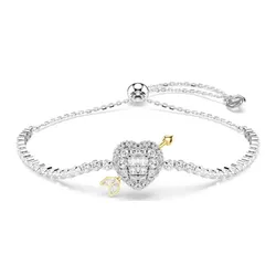 Vòng Đeo Tay Nữ Swarovski Idyllia Bracelet Mixed Cuts, Heart With Arrow, White, Rhodium Plated 5742022 Màu Bạc