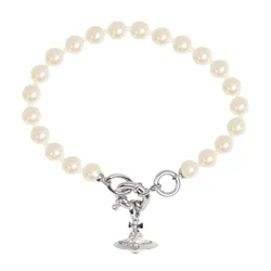 Vòng Đeo Tay Nữ Vivienne Westwood Aleksa Pearl Bracelet White/Silver Màu Trắng Kem