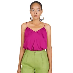 Áo Hai Dây Lụa Nữ F2 Fashion & Freedom New Linen New Horizon AK376-HS-S-0322 Màu Hồng Sen Size S