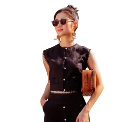 Áo Kiểu Nữ F2 Fashion & Freedom Fall Muse Black Linen Blouse AK513-D-S-0422 Màu Đen Size S