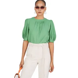 Áo Kiểu Tay Phồng Nữ F2 Fashion & Freedom New Linen New Horizon AK498-XL-S-0322 Màu Xanh Lá Size S