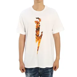 Áo Phông Nam Neil Barrett Firebolt Short Sleeve TShirt Loose Fit PBJT556S M507S Màu Trắng Size XS