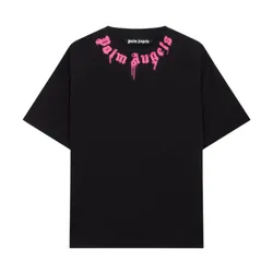 Áo Phông Nam Palm Angels Sprayed Neck Logo In Black PMAA109F25JER00C1032 Tshirt Màu Đen Size XS