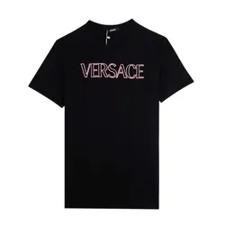 Áo Phông Nữ Versace With Brand Name Printed In Black 1008324 1A12039 2B140 Tshirt Màu Đen Size 38