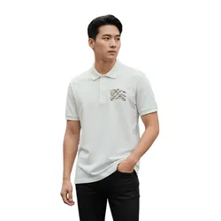 Áo Polo Nam Burberry White Polo Shirt With Horse Tag 8116118 Màu Trắng Size L