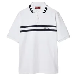 Áo Polo Nam Gucci Cotton Piquet Polo Shirt 788016 XJGJX 9081 Màu Trắng Size XS