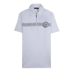 Áo Polo Nam Versace White Logo Medusa Printed With Half-zip 1024043 1A17513 2W4F0 Màu Trắng Size XS