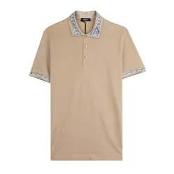 Áo Polo Nam Versace With Chain Pattern And Medusa Collar In Beige 1023085 1A172061 2NJ40 Màu Be Size XS