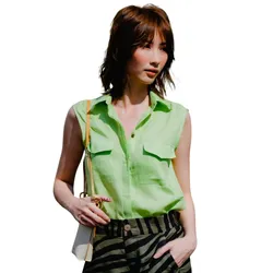 Áo Sơ Mi Kiểu Không Tay Nữ F2 Fashion & Freedom Linen Hương Mùa Hè AK377-XC-S-0422 Màu Xanh Cốm Size S