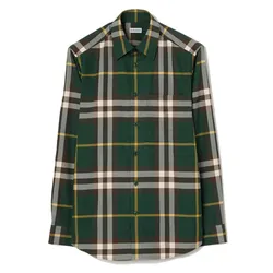 Áo Sơ Mi Nam Burberry Check Cotton Shirt In Flint Green Màu Xanh Kẻ Size S