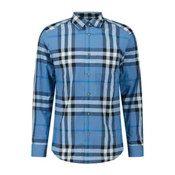 Áo Sơ Mi Nam Burberry Claverdon Check Shirt In Blue Jade Màu Xanh Blue Size S