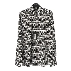 Áo Sơ Mi Nam Dolce & Gabbana D&G Logo Printed G5MO0T FSEH7 Màu Trắng Đen Size 39
