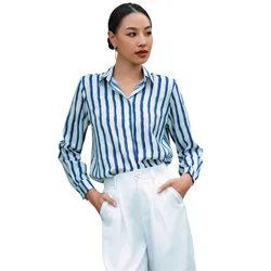 Áo Sơ Mi Nữ F2 Fashion & Freedom Linen SMW360-TSXD-S-0524 Màu Trắng/Xanh Size S