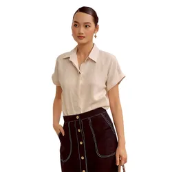 Áo Sơ Mi Nữ F2 Fashion & Freedom Linen Summer Muse SMW524-K-S-0622 Màu Kem Size S