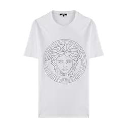 Áo Thun Versace White & Silver Studded Medusa Cotton T-Shirt 1010069 1A14054 2W210 Màu Trắng Size 38