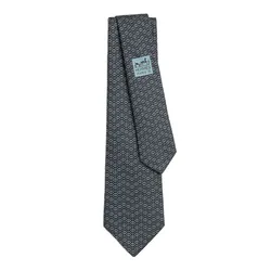Cà Vạt Nam Hermès Maillons Vagues Tie H005952T 30 Anthracite/ Gris Clair/ Bleu Grisé Màu Xanh Xám
