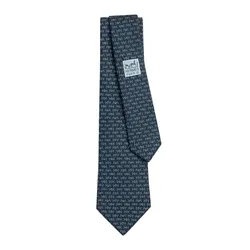 Cà Vạt Nam Hermès Cravate Maillons Rythmes Tie Marine / Ciel Màu Xanh Navy