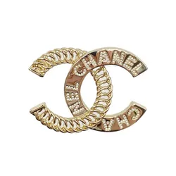 Cài Áo Chanel CC Logo Rhinestone Brooch 90274872 Màu Vàng Gold
