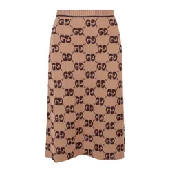Chân Váy Nữ Gucci Jacquard Wood Knit Skirt In Camel 713301 XKCNA 2668 Màu Nâu Size XS