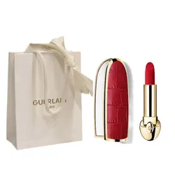 Combo Vỏ Son Le Croco + Son Guerlain Rouge G Velvet 456 Le Rouge Corail Đỏ San Hô + Túi Giấy