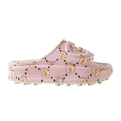 Dép Nữ Gucci Angela Nguyen Embossed Printed Rubber Platform Slides 737926 JAAC6 6810 Màu Hồng Size 36