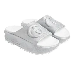 Dép Nữ Gucci Interlocking G Slide Sandals 725541JAAC88106 Màu Bạc Size 36