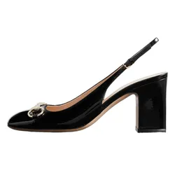 Giày Cao Gót Nữ Gucci Horsebit Embellished Slingback Pumps Màu Đen Size 35