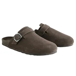 Giày Sục Unisex Next Slip On Mule Next Leather Footbed Clogs Chocolate Brown Màu Nâu Đen Size 37