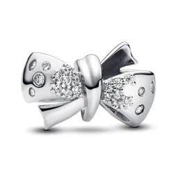 Hạt Vòng Charm Nữ Pandora Bow Sterling Silver Charm With Clear Cubic Zirconia 793442C01 Màu Bạc