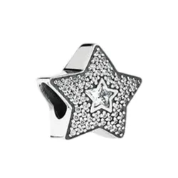 Hạt Vòng Charm Nữ Pandora Pave Wishing Star 791384CZ Màu Bạc