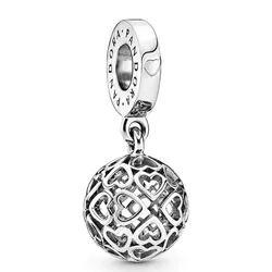 Hạt Vòng Charm Pandora Openwork Heart Sphere Pendant 797255 Màu Bạc