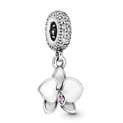Hạt Vòng Charm Pandora White Orchid Flower 791554EN12 Màu Bạc