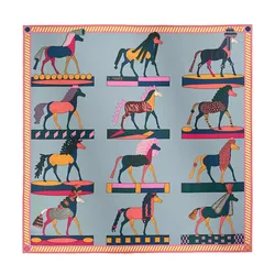 Khăn Lụa Nữ Hermès A Toute Allure Scarf 90 Màu Xanh