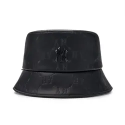 Mũ MLB Korea Diamond Monogram Leather Bucket Hat NY Black 3AHTM034N-50BKS Màu Đen