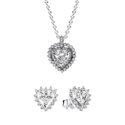 Set Dây Chuyền Và Khuyên Tai Pandora Love Station Necklace and Earrings Set Màu Bạc