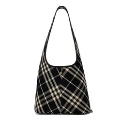 Túi Đeo Vai Nữ Burberry Small Check Shoulder Bag Black & Off-White Màu Đen/Trắng
