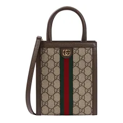 Túi Tote Gucci Super Mini Ophidia GG Canvas Tote Bag Màu Nâu Xám