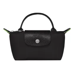 Túi Xách Nữ Longchamp Le Pliage Original Mini Pouch With Handle Noir Green Màu Đen