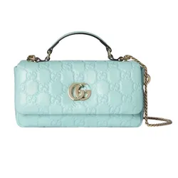 Túi Xách Tay Gucci Mini GG Milano Leather Handbag Màu Xanh Blue
