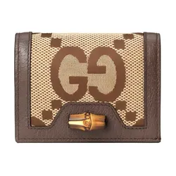 Ví Nữ Gucci&nbsp;Diana Canvas With Leather Card Holder Wallet Women's Ebony/Camel/Brown Màu Nâu Be