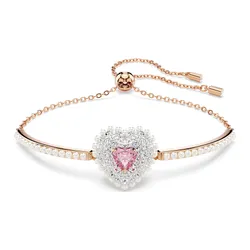 Vòng Đeo Tay Nữ Swarovski Hyperbola bangle Crystal Pearls, Heart, White, Rose Gold-Tone Plated 5687513 Màu Vàng Hồng