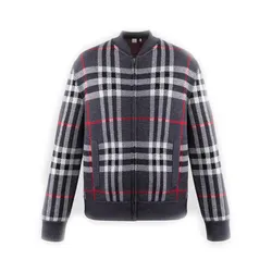 Áo Khoác Nam Burberry Morland Knitted Wool Jacket Check In Black 8111790 Màu Đen Kẻ Size S