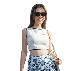 Áo Kiểu Nữ F2 Fashion & Freedom City Girl White Blouse With Black Trim AK555-TVD-S-0523 Màu Trắng - Đen Size S