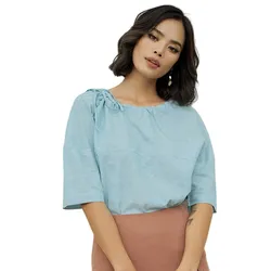 Áo Kiểu Nữ F2 Fashion & Freedom Harmony Blue Linen Shirt AK421-X-S-0820 Màu Xanh Blue Size S