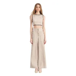 Áo Kiểu Nữ F2 Fashion & Freedom Hello New Day AK555-KVD-S-0323 Màu Be Viền Đen Size S