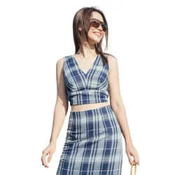 Áo Kiểu Nữ F2 Fashion & Freedom Kate City Girl AK607-XCR-S-0923 Màu Kẻ Xanh Caro Size S