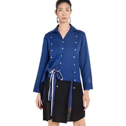 Áo Kiểu Nữ F2 Fashion & Freedom Linen A Touch Of Effortless Elegance AK648-XD-FREE-0325 Màu Xanh Đậm