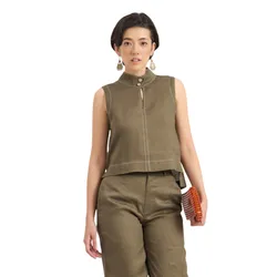 Áo Kiểu Nữ F2 Fashion & Freedom Linen AK537-RD-S-0822 Màu Xanh Rêu Size S