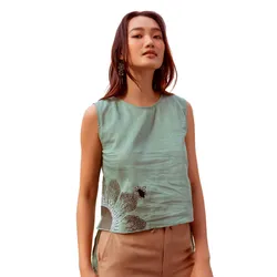 Áo Kiểu Nữ F2 Fashion & Freedom Linen Autumn Charm AK536-X-S-0822 Màu Xanh Size S